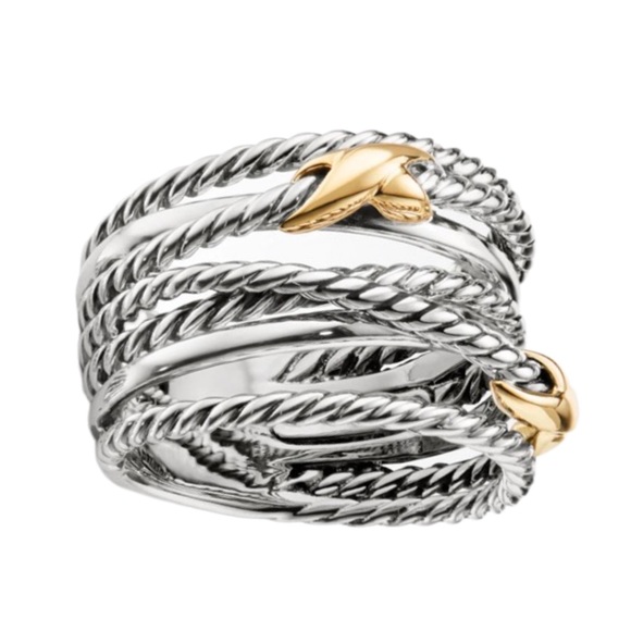DAVID YURMAN • Double 18K Gold X Crossover Ring - Picture 9 of 13